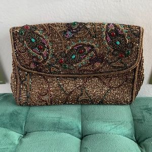 Vintage beaded shoulder.clutch bag